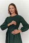 Платье Аврора из фланели для беременных и кормящих мам - темно-зеленый с цветами