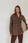Рубашка в клетку для беременных и кормящих мам - шоколад