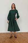 Платье Аврора из фланели для беременных и кормящих мам - темно-зеленый с цветами