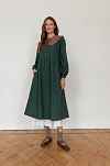 Платье Аврора из фланели для беременных и кормящих мам - темно-зеленый с цветами