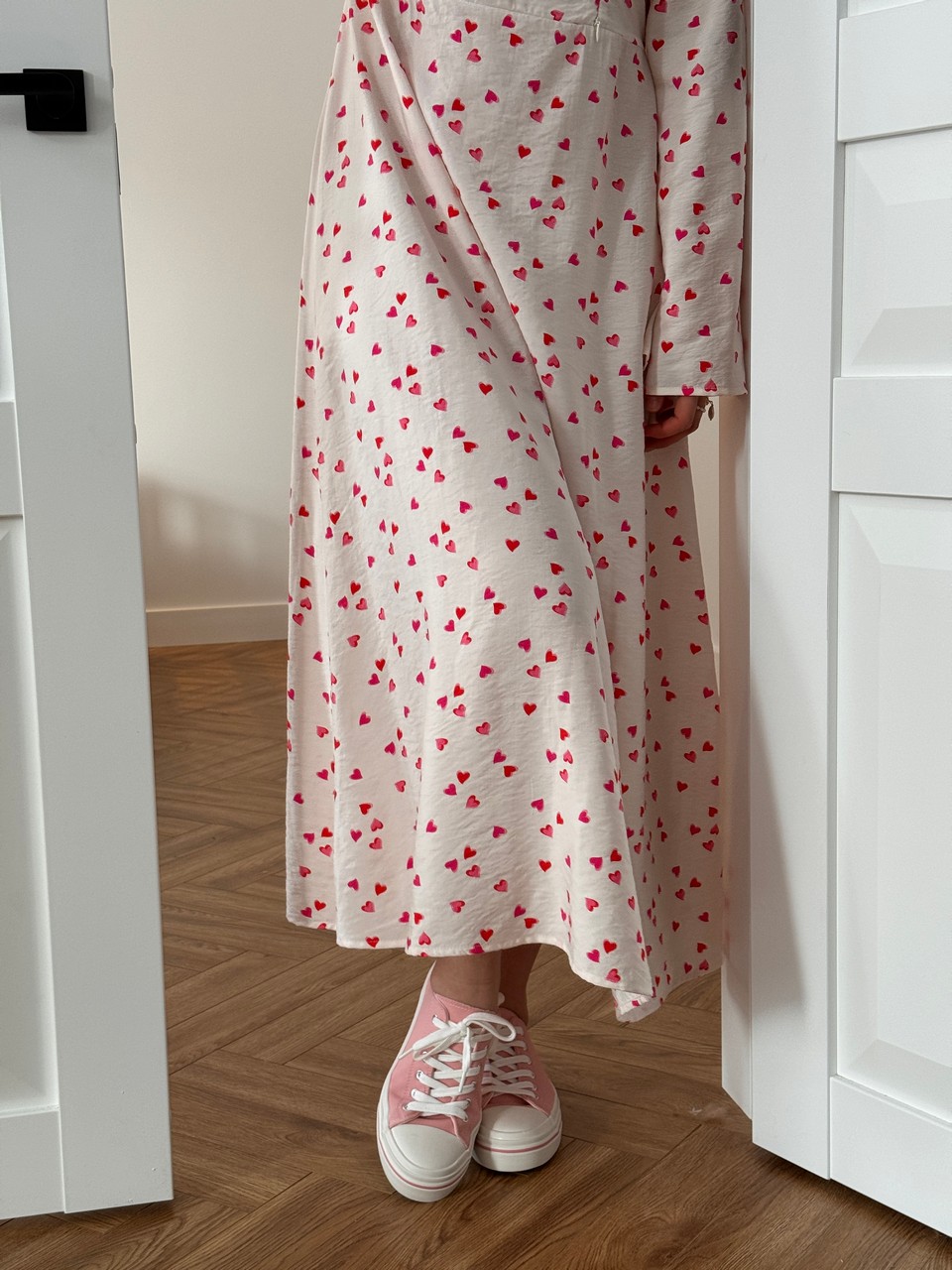 Платье Грэйс для беременных и кормящих мам - кремовый с сердечками