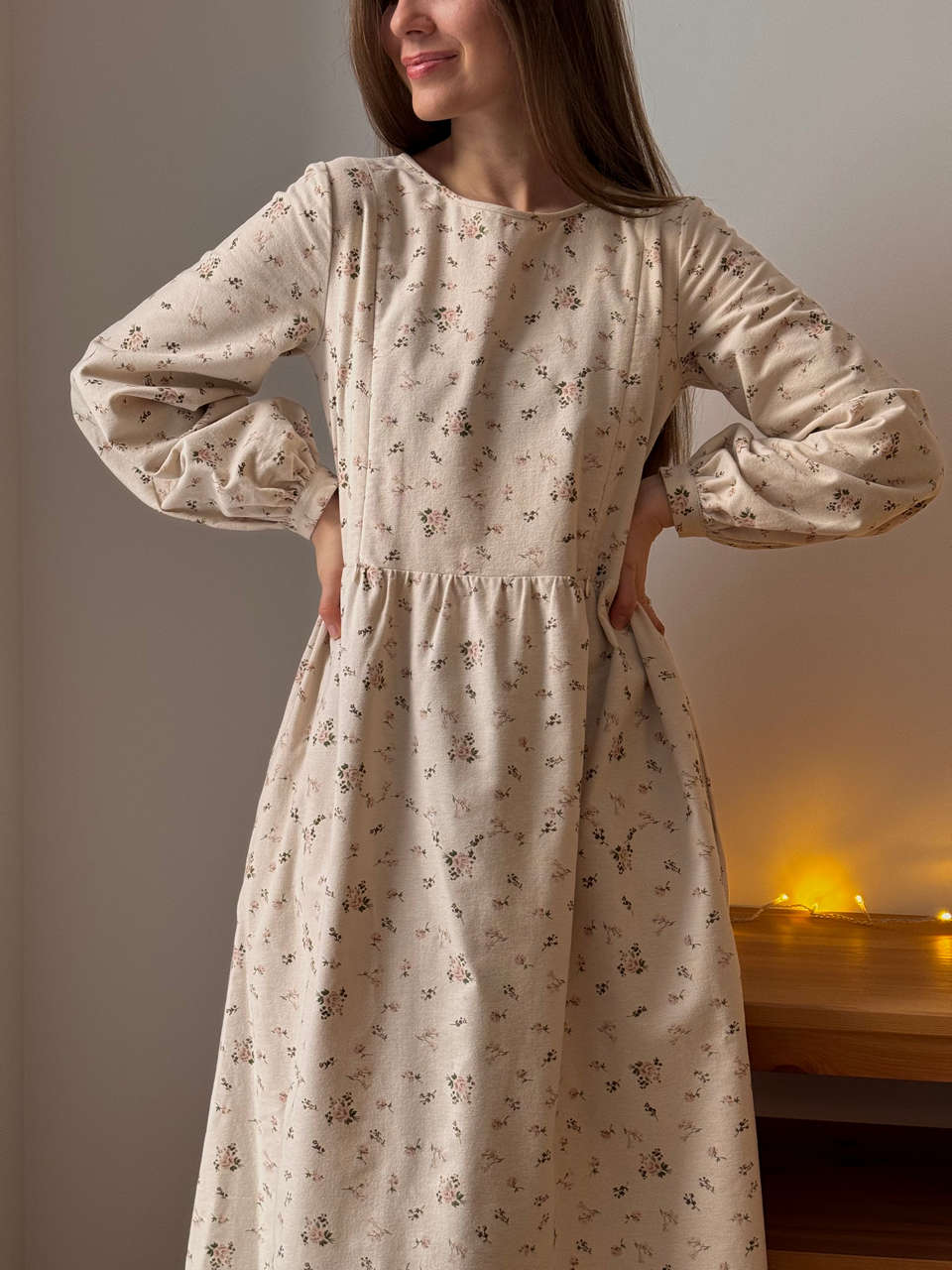 Платье Аврора для беременных и кормящих мам - кремовый с цветами - 8