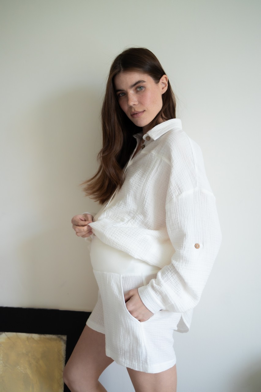 Рубашка Дунай из муслина для беременных и кормящих мам - айвори - 5