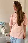Футболка свободная для беременных и кормящих мам - пудровый